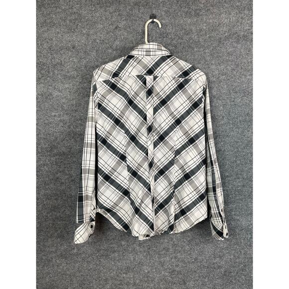 New York & Company Shirt Women’s XL Black/White Plaid Long Sleeve - Picture 5 of 13